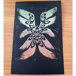 "Seraphim" - Hand-pressed angel Multicolor Linocut Print 6"x9" - One-of-a-kind